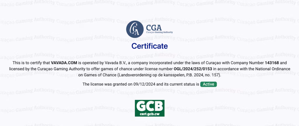 Лицензия казино Вавада